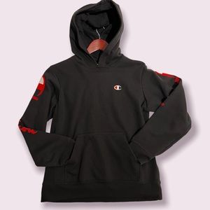 Champion black with red accents hoodie